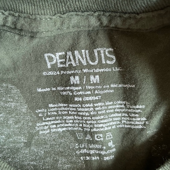 Peanuts Snoopy & Woodstock Olive Colorful Graphic T-Shirt Unisex Medium - Picture 3 of 5